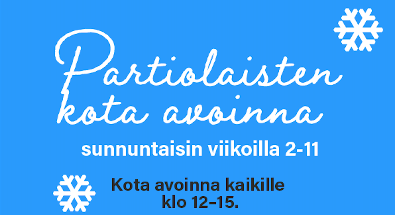 Partiolaisten kota avoinna sunnuntaisin klo 12-15 viikoilla 2-11